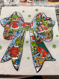Grinch Christmas Bow DTF Print