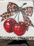 Cherry & Cheetah Bow DTF Print