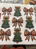 Cheetah Bows & Christmas Trees DTF Print